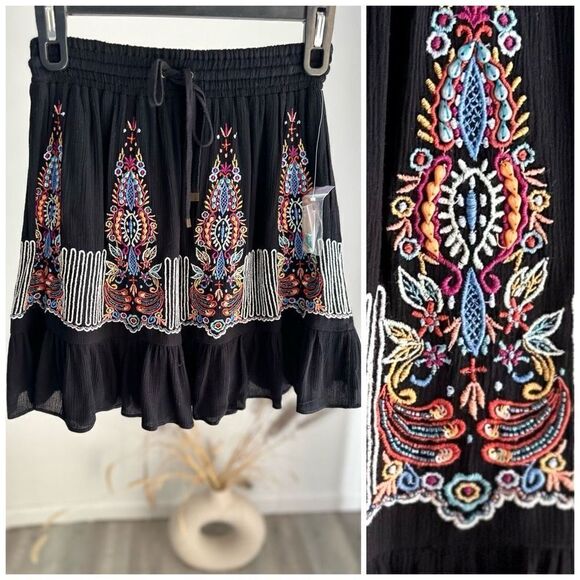 Anthropologie Floreat Embroidered Skirt NWOT XXSP - Picture 2 of 6